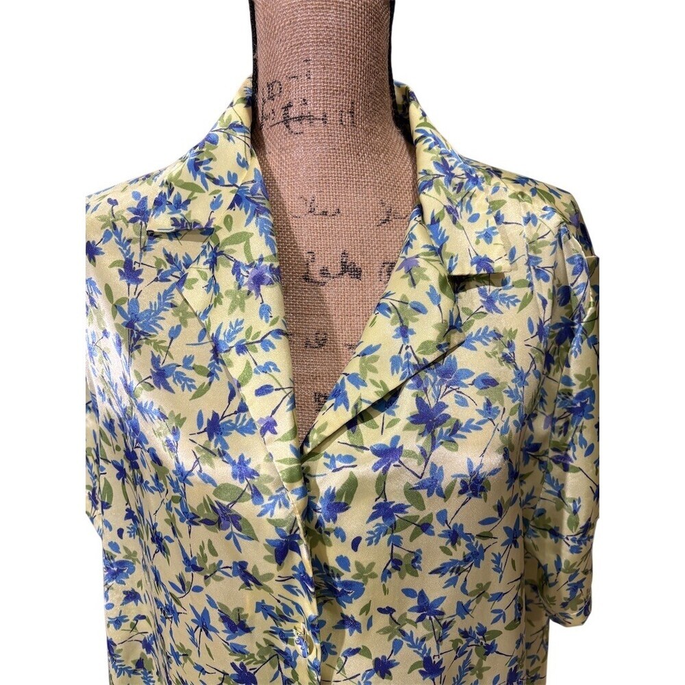 Cacique Sleepshirt Nightgown Womens Plus 14/16 Green Blue Floral Button - Picture 2 of 7